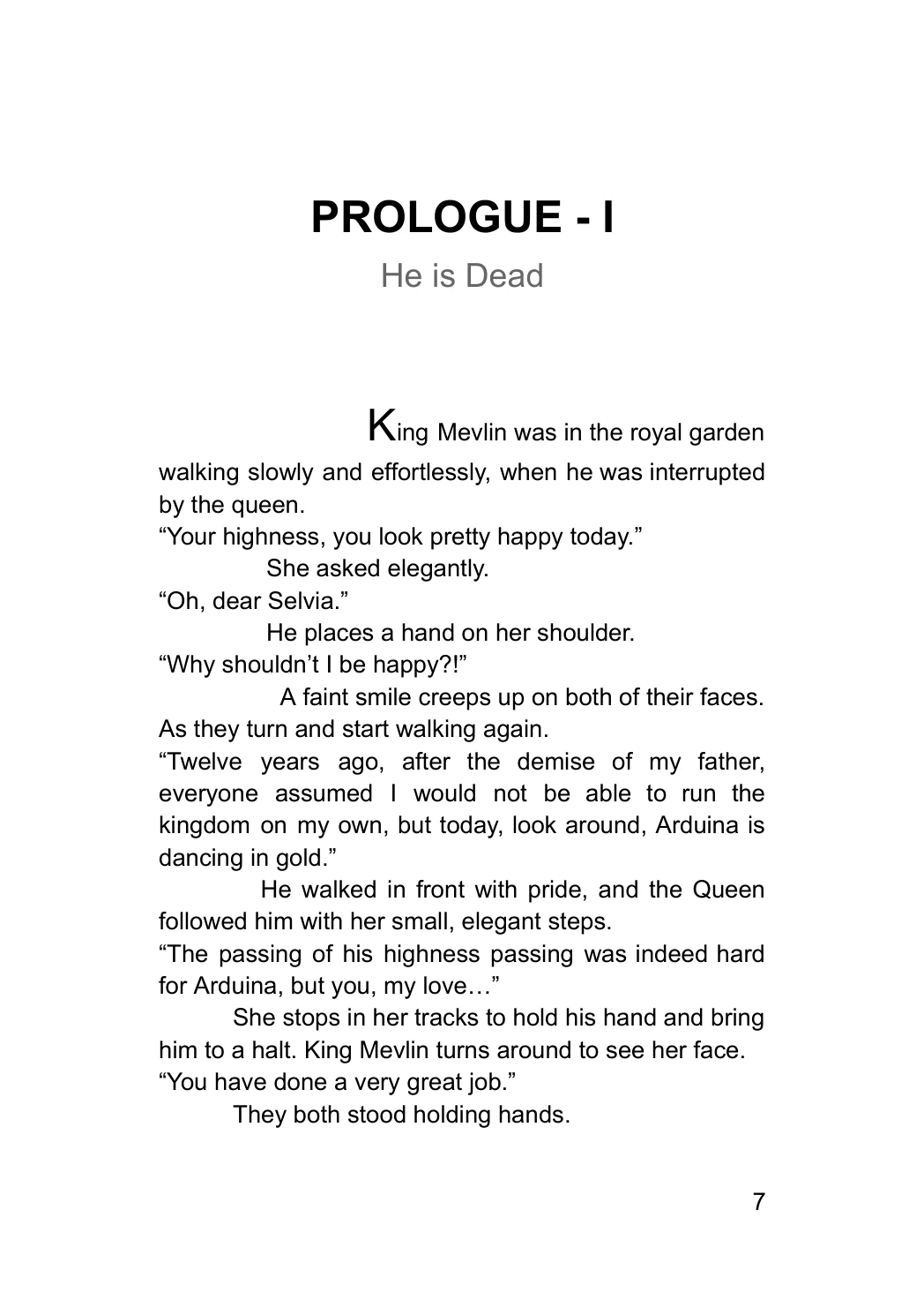 Arduina by Adrian Galarza, Prologue I, He is Dead, printed page 7